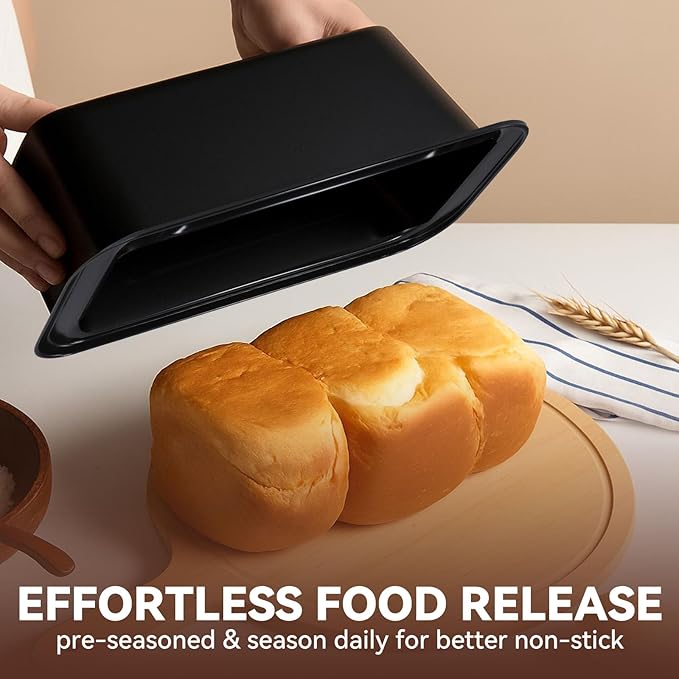 Yoehka 6 Pack Bread Pan Set, Non-Stick 8×4 Loaf Pans for Baking Homemade Bread, Sourdough, Brownies, Cake, Carbon Steel, Rectangle Baking Pans (Black)
