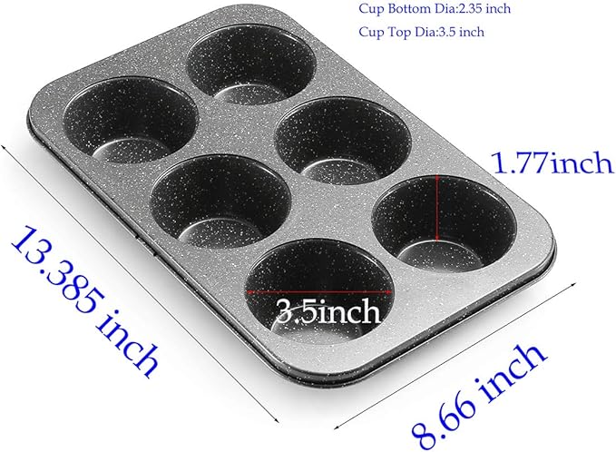 Monfish extra large muffin pan jumbo cupcake tray Carbon steel stone finish 3.5 inch cup