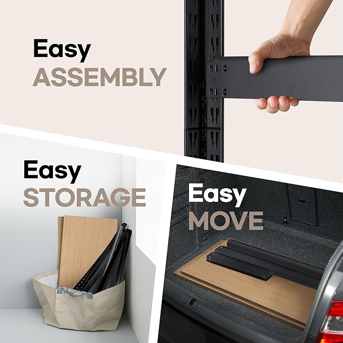 HOMEDANT House Black 5 Tier 24.4" W Laminated Metal Shelving Unit Adjustable Storage Utility Rack Heavy Duty Shelves Organization Multipurpose Shelf Kitchen Garage Pantry Closet 4 Pack