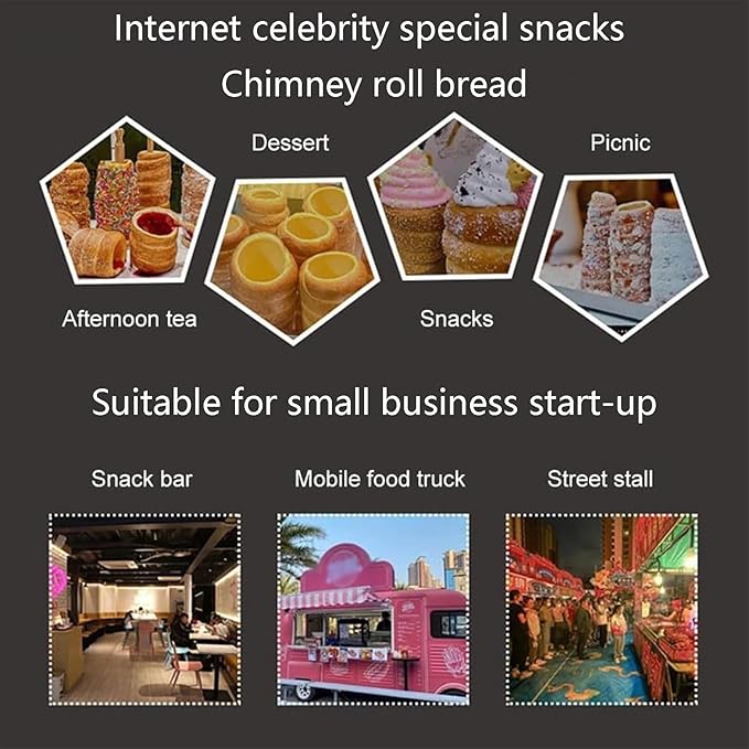 Hungarian Cake Pop Roller Machine, Chimney Roll Machine, Donut Machine, Cake Roll Oven, Bread Oven, Ice Cream Crispy Oven, for Chimney Cake and Bread Rolls
