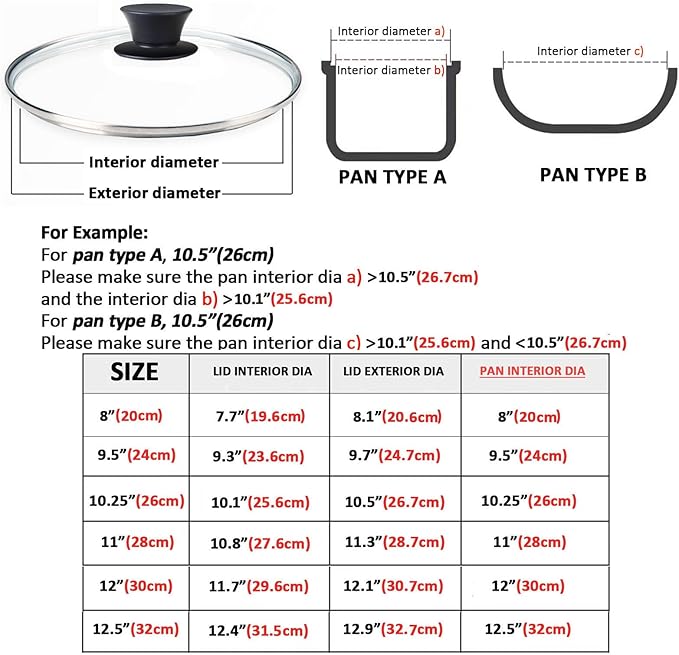 Glass Lid for 11 Inch Cast Iron Skillets Frying Pans, 28cm Tempered Lids for Dutch Ovens, 11In Pan Cover with Stainless Steel Rim for Stock Pots, Heat Resistant Handle, Dishwasher Safe