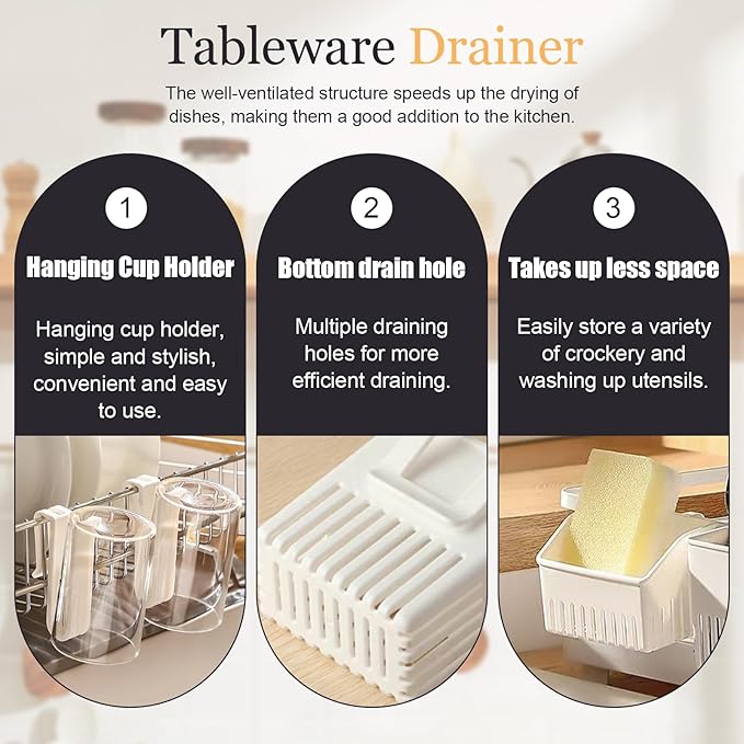3 Pack Silverware Drying Basket, Silverware Drainer, Utensil Drainer, Escurridor De Cubiertos Plastico, Knife and Fork Storage Rack, Cup Rack Drying, Cup Rack for Drying in Kitchen