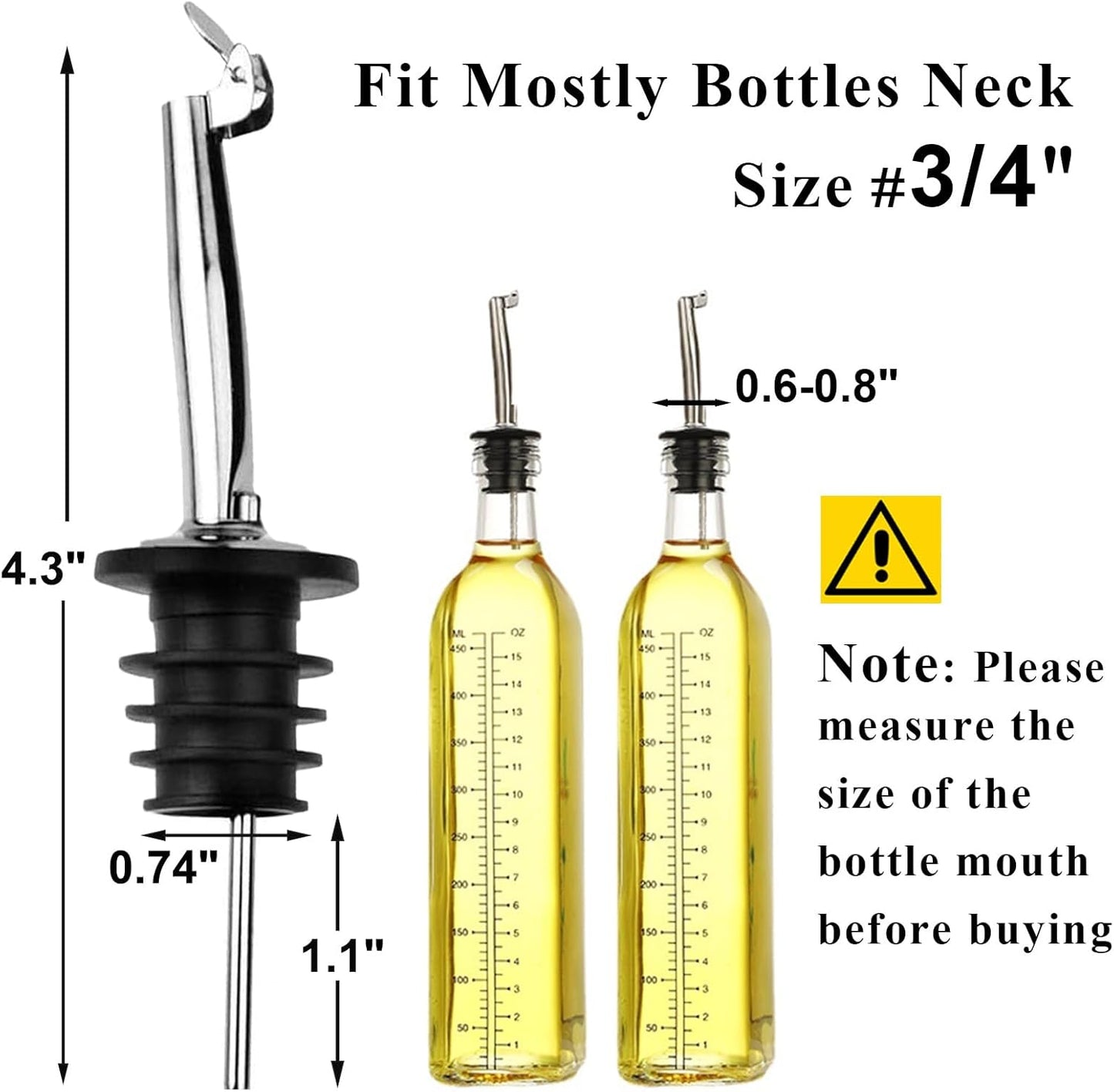2 Pack Oil Pourerswith Flip Top, Olive Oil Dispenser Spout, Oil Spout Liquor Bottle Pourer Spouts, Speed Pour Spouts for 3/4" Bottle Mouth