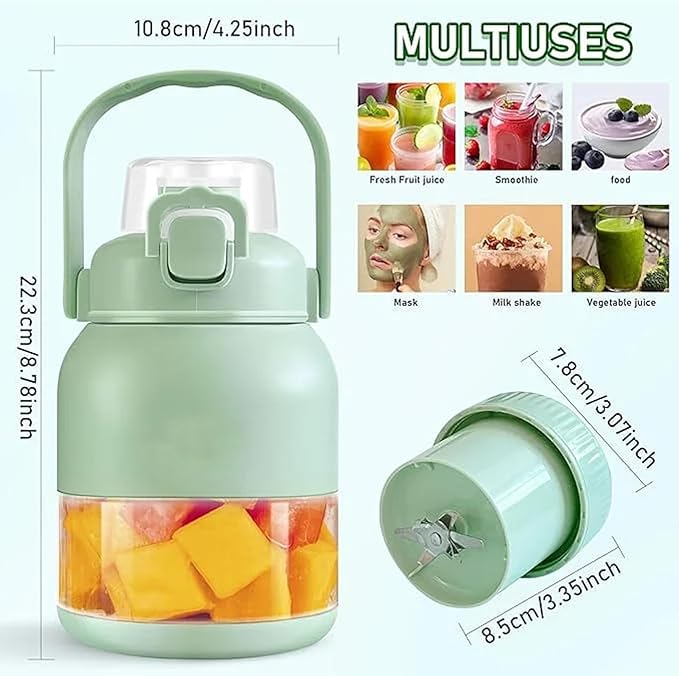 Gemet BPA-Free Electric Citrus Juicer 17 oz, with Straw and Two Lids, 2025 New Portable Blender for Smoothies, Shakes, Food Prep & Frozen Blending (500ML*1)