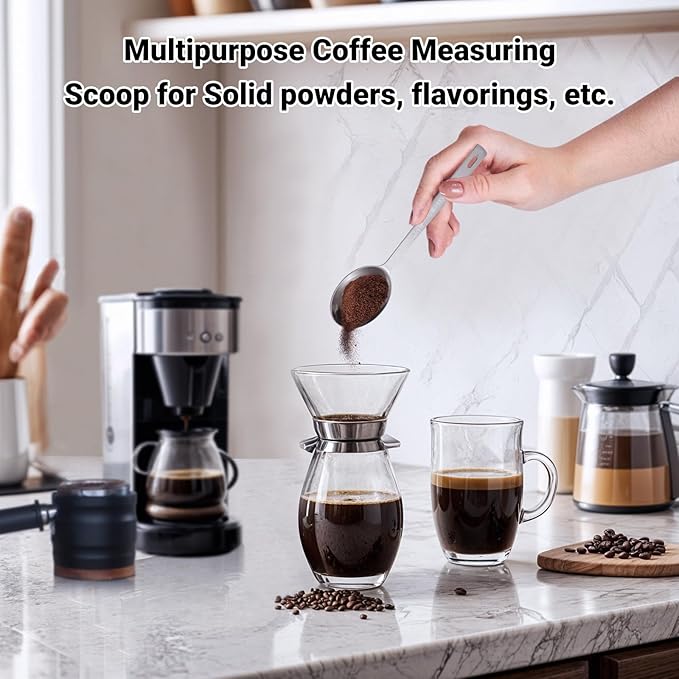 Flezoo 4Pcs Coffee Scoop Spoon - 1 Tablespoon 15ML Stainless Steel Long Handle Measuring Spoons for Ground Coffee, Loose Tea and Powder