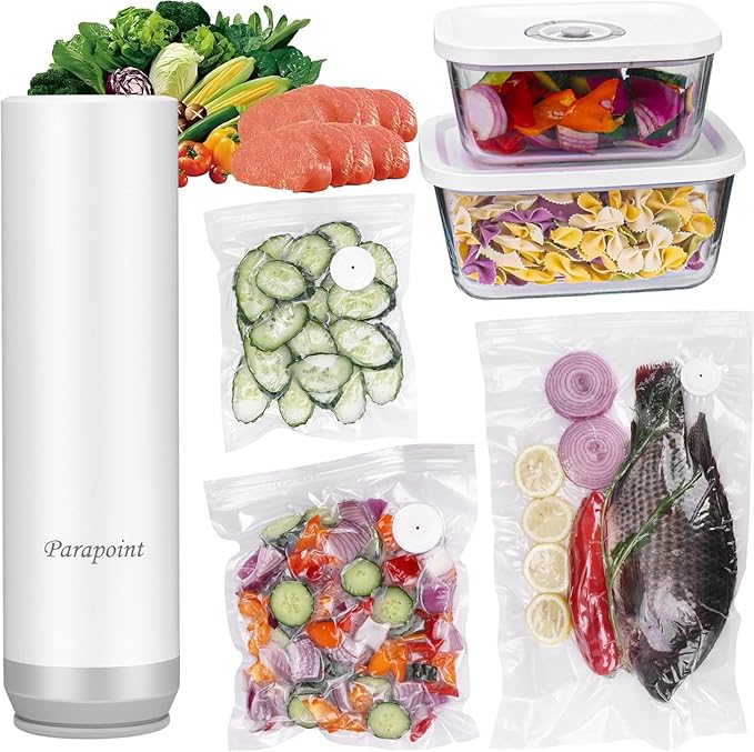 Handheld Vacuum Sealer for Food Powerful Vacuum Sealer Machine,Seal Meal Saver,Portable Food Sealer (Vacuum Sealer Machine + 2 Glass Vacuum Containers + 30 Reusable Vacuum Bags）