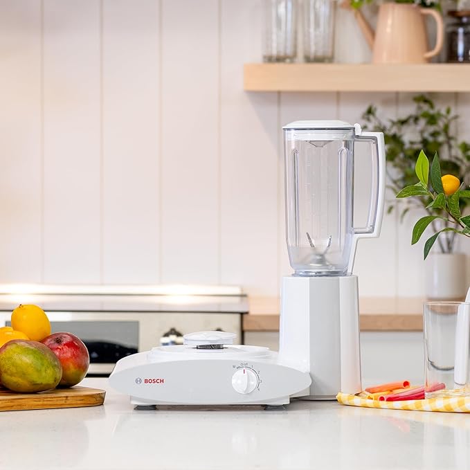 Bosch Blender Bundle - White Universal Plus Mixer, Dough Hook Extender, and Blender