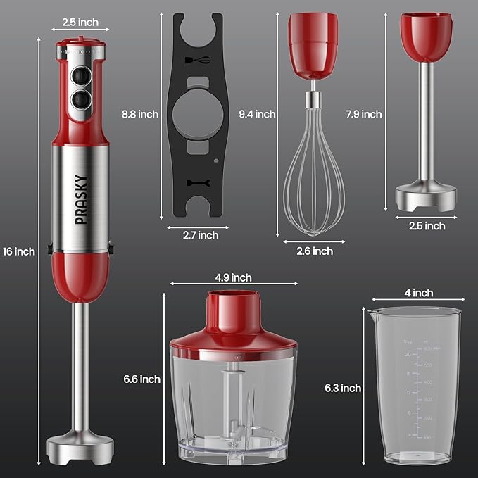Immersion Blender Handheld 1200W, 20-speeds Immersion Hand Blenders, Hand Mixer with Mining Beaker,Chopper,Whisk, Frother, Stand and Stick Blender Suitable for Kitchen, Protein Shakes and Baby Food