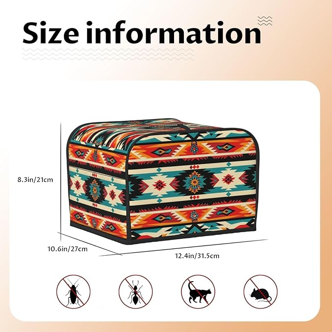 Traditional Mexican Covers for 4 Slice Toasters,Cute Country Bread Machine Cover with Handle,Washable Stain Resistant Kitchen Small Appliance Cover Dining Decor