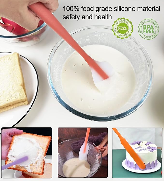 9Pcs Spatulas Silicone Heat Resistant Silicone Spatula Set Small Mini Long Jar Spatulas for Nonstick Cookware, Rubber Silicone Spoon Spatula Set for Baking Mixing Cooking Kitchen Utensils Set