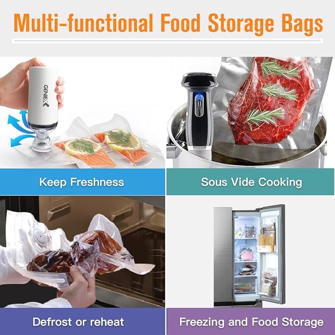Vacuum Seal Bags for Food Storage | Keep food fresh and up to 5x longer (21pcs - 3 sizes S/M/L)