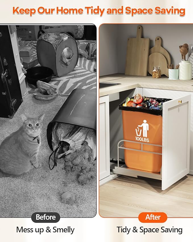 Pull Out Trash Can Under Cabinet Kit with Soft-Close Slides(Trash Bin Not Included), Under Sink Garbage Can Pull Out, for Kitchen, Sink, Drawer, Required Minimum Cabinet Size(12" W X 18" D)