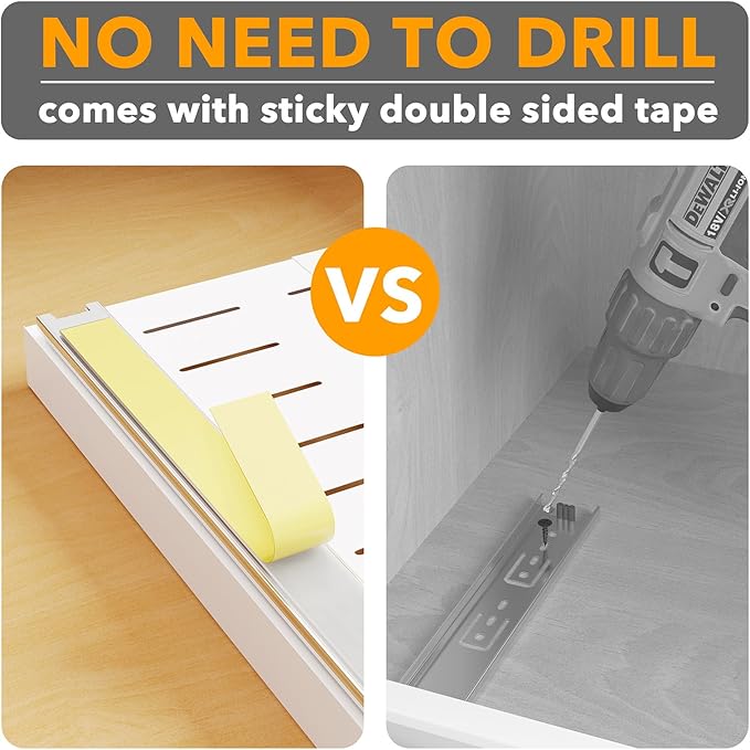 SpaceAid Pull Out Cabinet Organizer, 1 Pack Expandable 11.8"-19.6" (Need to Pull to Widen) Heavy Duty Pull-Out Drawer with Adhesive Tape for Kitchen Storage Cabinets (White, 17" Deep)