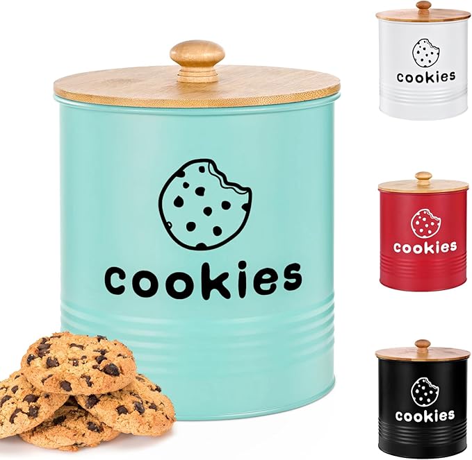 Blue Cookie Jars with Lids Airtight, 1.5 Gallons Cookie Tins, Large Cookie Jar for Kitchen Counter Decorative for Farmhouse, Christmas, and Gift Giving Cookie Storage Containers