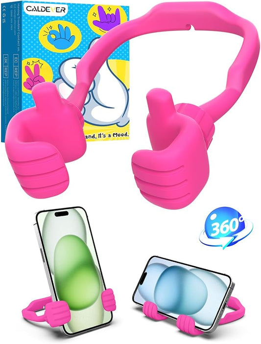 Christmas Stocking Stuffers for Teens Girls Women Cell Phone Holder: Thumbs Up Lazy Phone Holder for Desk Gifts for Adults Kids Teenager Wife Mom Funny White Elephant Useful Trendy Stuff Hot Pink