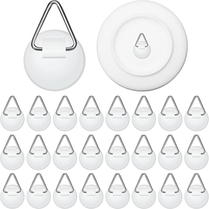 Patelai 40 Pieces Invisible Plate Hangers Wall Adhesive Picture Hangers Vertical Plate Holders for Hanging Decorative Plates Wall Hooks Display Art Photo Frames Paintings