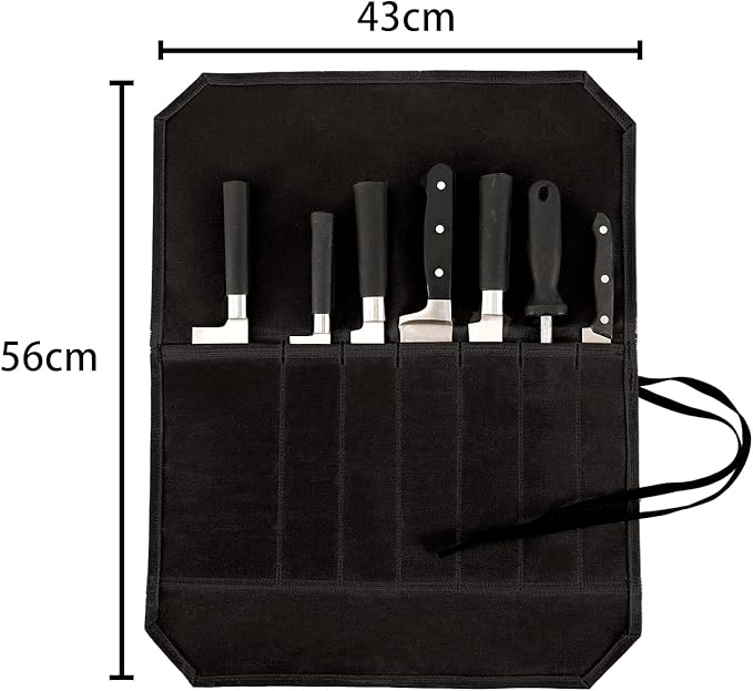 Chef’s Knife Roll Case, Waxed Canvas Cutlery Knives Holders Protectors, Home Kitchen Cooking Tools And Utensils Wrap Bag Wallet, Multi-Purpose Brush Roll Bag, Travel Tool Roll Pouch