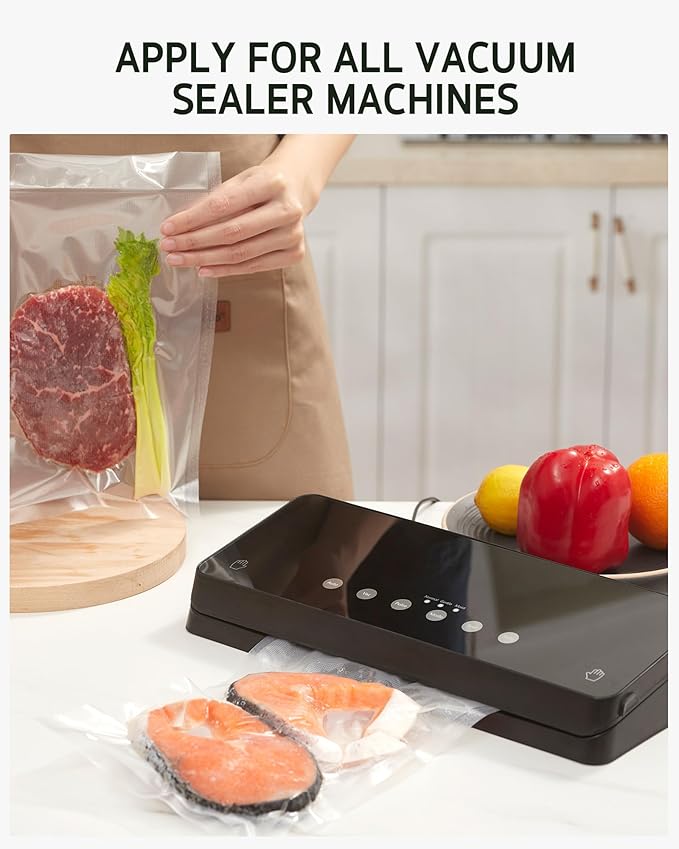 Syntus Vacuum Sealer Bags for Food, 400 Count Quart 8" x 12" Commercial Grade PreCut Bag, BPA Free Food Vac Bags for Storage, Meal Prep or Sous Vide