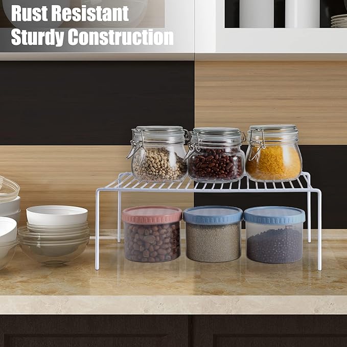 Cabinet Storage Shelf Rack Set of 2, Medium (13 x 9.4 inch) Rustproof Metal Wire Kitchen Cabinet Organizer and Storage, Cupboard Spice Shelf Rack for Plate, Dish, Counter & Pantry Organization