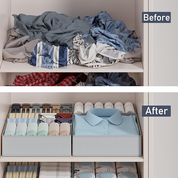 DIMJ Drawer Organizer Clothes Storage- 18 Pack Baby Dresser Organizer for Nursery, Foldable Closet Drawer Organizer Bins for Bedroom Organization, Fabric Storage Dividers for Socks, Underwears, Bras