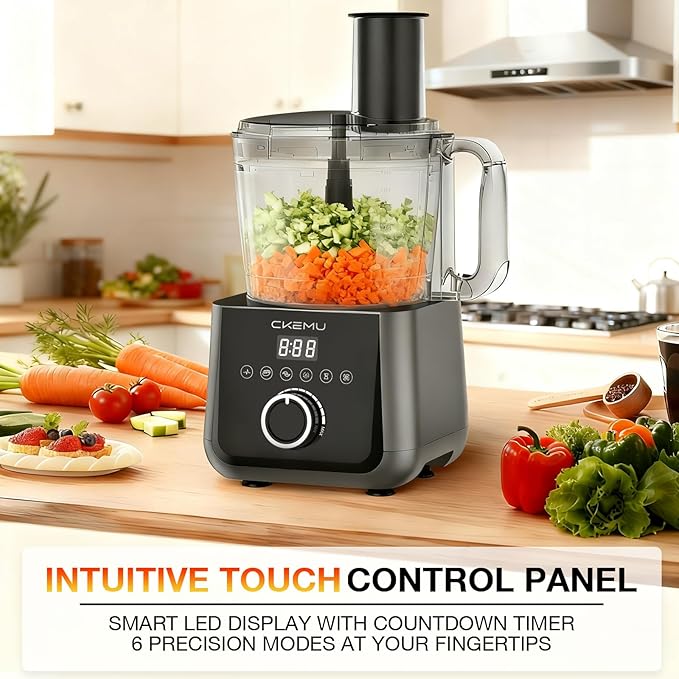 12 Cup Smart Food Processor, Electric Food Chopper Slicer with French-Fry Slicing Shredding Chopping Kneading Cutter, For Meat, Vegetable, Fries, Cheese, Meat & Veggie Prep, Puree