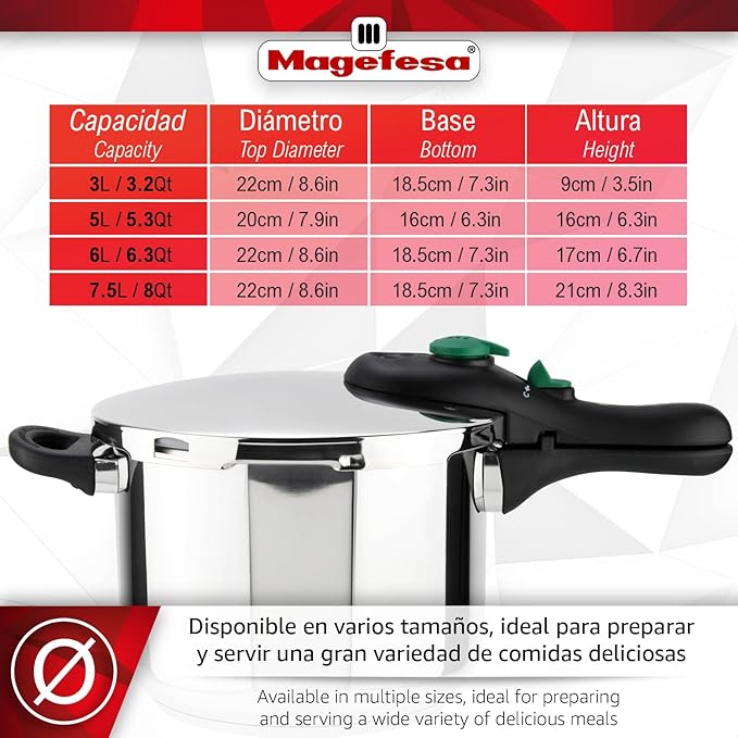Magefesa - Pressure cooker Magefesa 01OPDINAM08 7,5 L Stainless steel