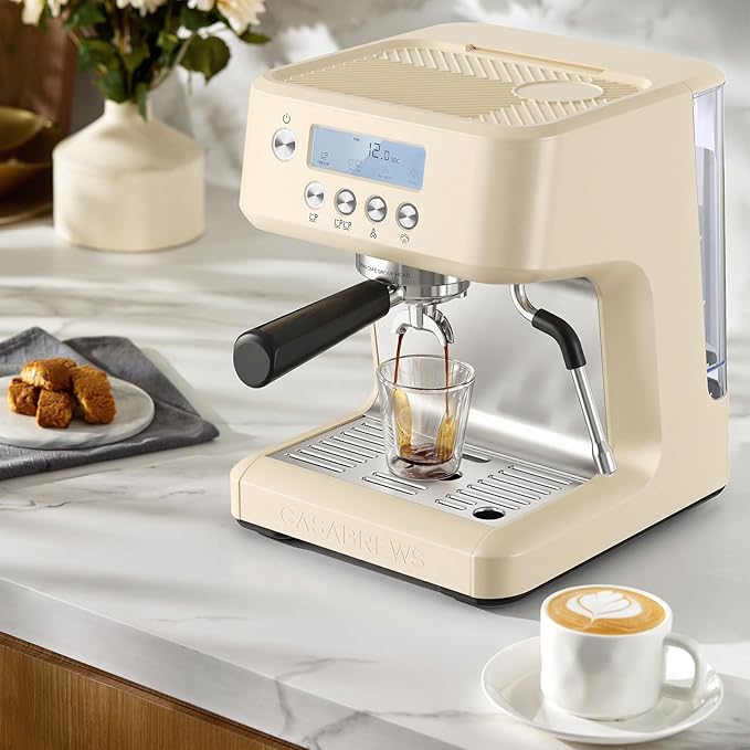 CASABREWS Ultra Espresso Machine with LCD Display, 20 Bar Espresso Maker with Powerful Milk Frother, Customizable Brewing Temperature, Barista-Level Latte and Cappuccino Machine for Home, Creamy