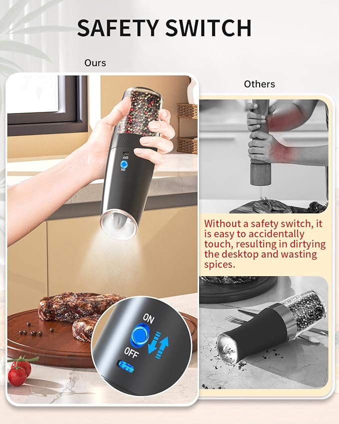CIRCLE JOY Gravity Electric Pepper Grinder Set and Electric Wine Set