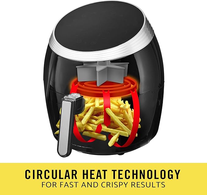 BELLA (14679) 5.3 Quart Air Convection Fryer, Black, black 5.3qt