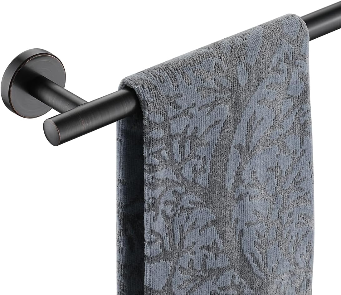JQK Oil Rubbed Bronze Towel Bar, 24 Inch 304 Stainless Steel Thicken 0.8mm Towel Rack Bathroom, Towel Holder Wall Mount, Total Length 27 Inch, TB110L24-ORB