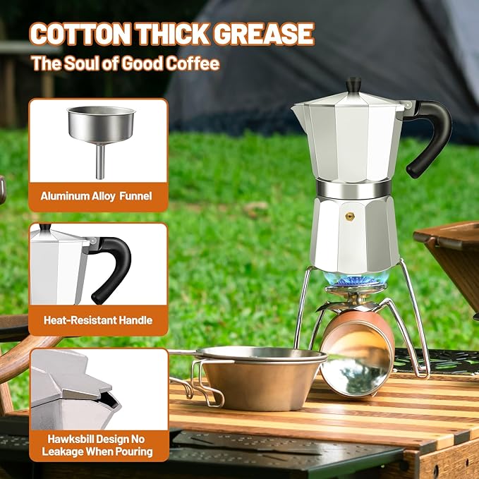 2 Cup Aluminum Espresso Stovetop Moka Pot Express Coffee Maker Percolator Italian Classic Mocha Coffee Machine for Italian and Cuban Cafe Brewing for Home & Camping 100ml 3.3oz