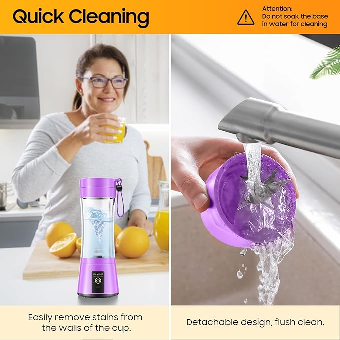 Cordless Personal Size Portable Blender - 380Ml Blender Smoothies and Shakes, BPA Free Traveling Juice Cup with Powerful Blending, Freshly Squeezed in Sports/Travel/Home, Mother's Day