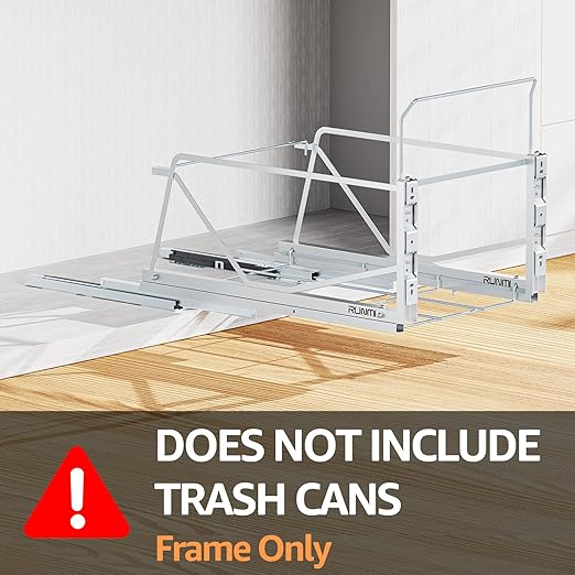 35 Qt Double Pullout Trash Can with Soft-Close Slides, Twin Mode Under Sink Garbage Bin Kit with Door Mounting for Kitchen Cabinets, Trash Can Not Included, Requires 16" W X 23" D Cabinets