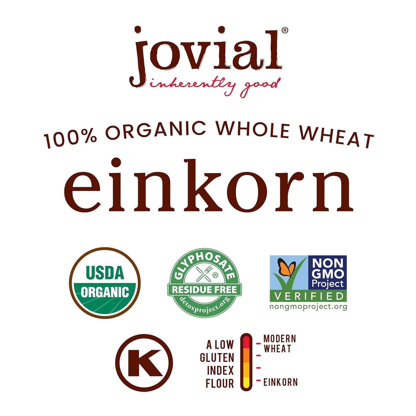 Jovial Einkorn 100% Organic Einkorn Whole Wheat Flour - Baking Flour, High Protein, Non-GMO, USDA Certified Organic, Unbleached Flour, Product of Italy, Organic Whole Wheat Flour - 32 Oz (2 Pack)