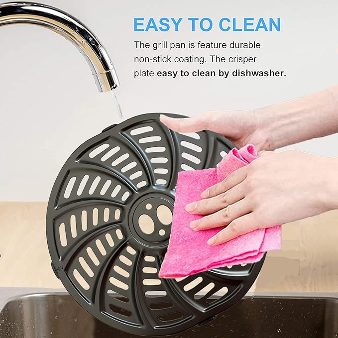 6QT Air Fryer Replacement Tray for Gourmia GAF698/GAF686 Air Fryers, Premium Nonstick Air Fryer Grill Pan Crisper Plate Grill Insert Grate Grid for Gourmia 6QT Air Fryers, Dishwasher Safe