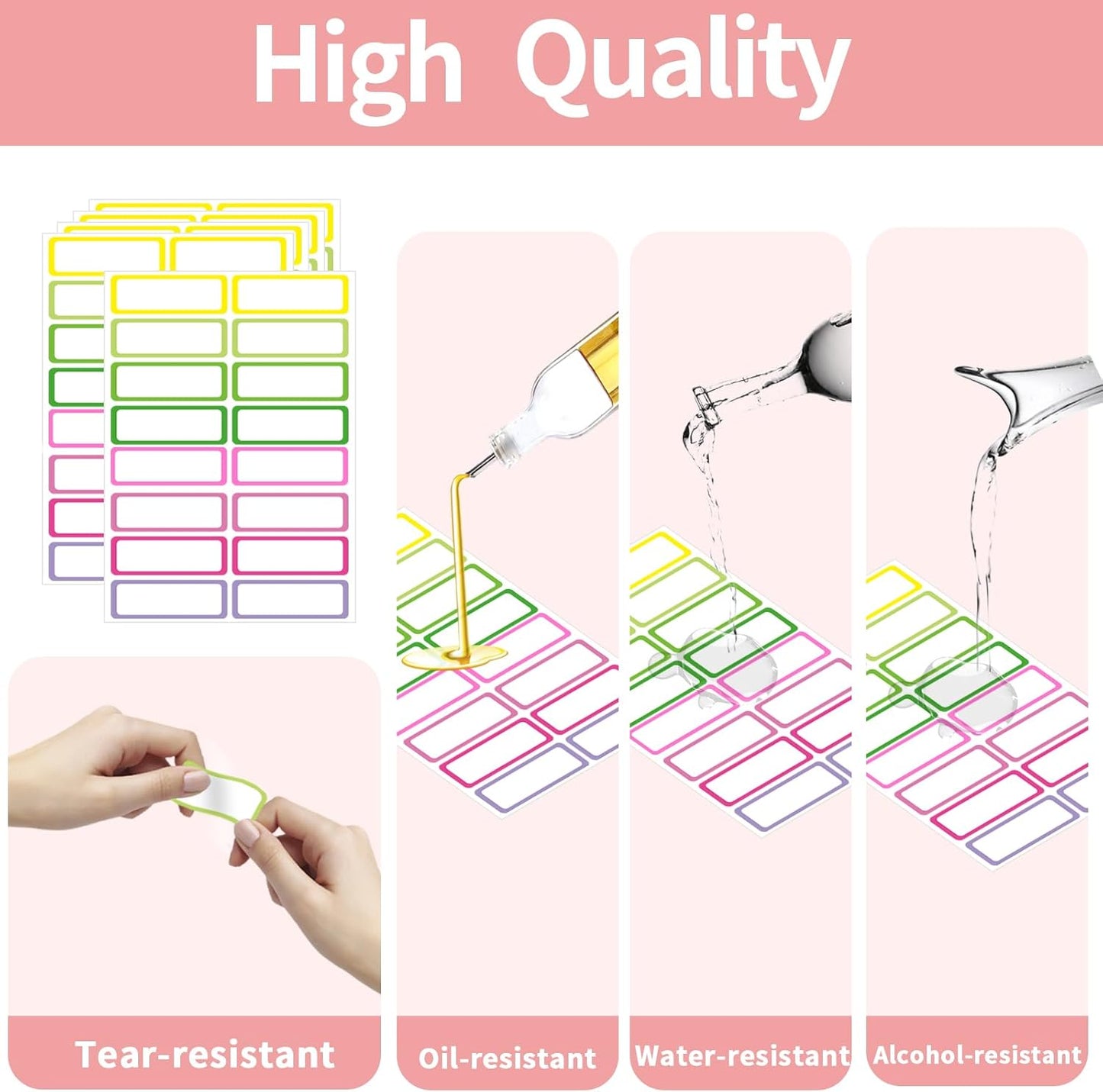 STARLIBOO Removable Labels, Removable Colored Labels Stickers,1x3 Inch Rectangular Stickers, Water/Oil/Tear Resistant for Food Containers/Classroom/Storage (8 Colors, 240 Labels)