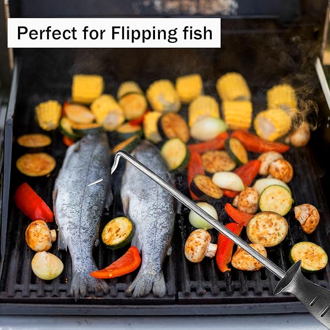 17-inch Pigtail Food Flipper (Set of 2) - Premium Stainless Steel Meat Turner for Grilling & Cooking