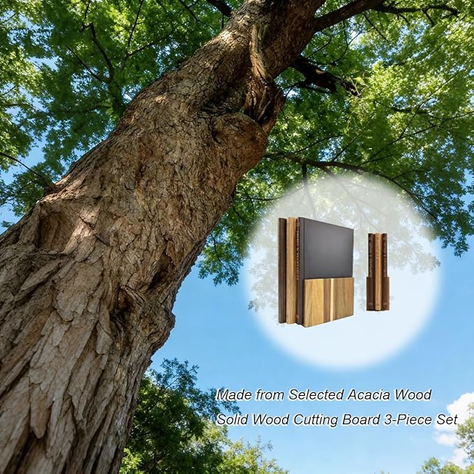 Bamboo Cutting Boards Set of 3 Book Chopping Board with Wood Storage Stand, 0.8in Serving Board Lightweight Butcher Block for Kitchen, Dishwasher safe