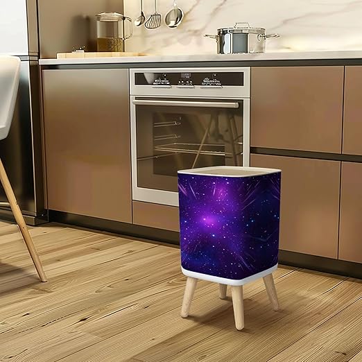 Small Trash Can with Lid Space nebula stars Milky way galaxy infinite universe Starlight night Wastebasket with Press Cover Dog Proof Garbage Can Waste Bin for Kitchen Bathroom Nursery 2.6 Gallon