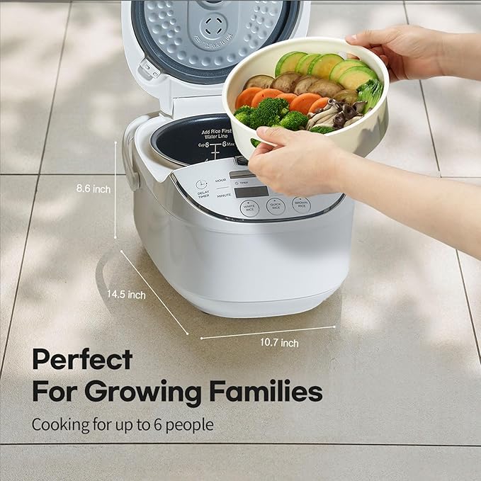CUCHEN CRM-G0601WUS | 6 Person | Micom Rice Cooker 6 Cup (Uncooked), 1.4Quarts | 12 Cup (Cooked) Slow Cooker and Warmer | Direct Touch control | Nonstick Inner Pot | Delay Timer