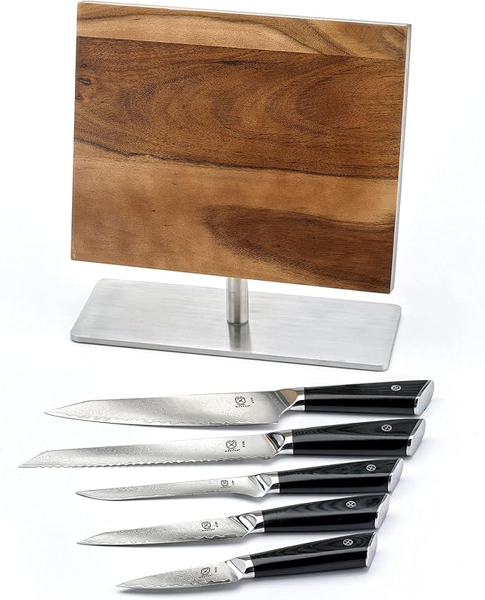 Mercer Culinary Premium Grade Super Steel 6-Piece Knife Set with Magnetic Stand, G10 Handles
