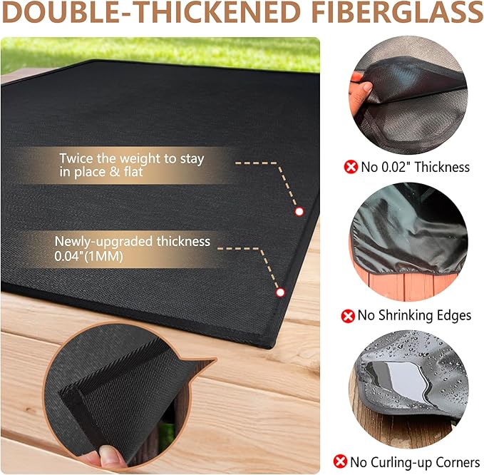 48x30 inch Under Grill Mats for Outdoor Grill, Double-Thickened Fireproof Patio Deck Protector Mat, Oil-Proof Waterproof BBQ Mat for Under Grill, Fireplace/Fire Pit Mat Grill Floor Pads