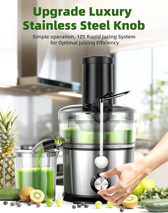 Juicer Machines, 1200W Juicer with 3" Feed Chute for Whole Fruits and Vegs, Dual Speeds Centrifugal Juice Extractor, Heavy Duty Full Copper Motor, 35oz Large Juice Jug, Stainless Steel