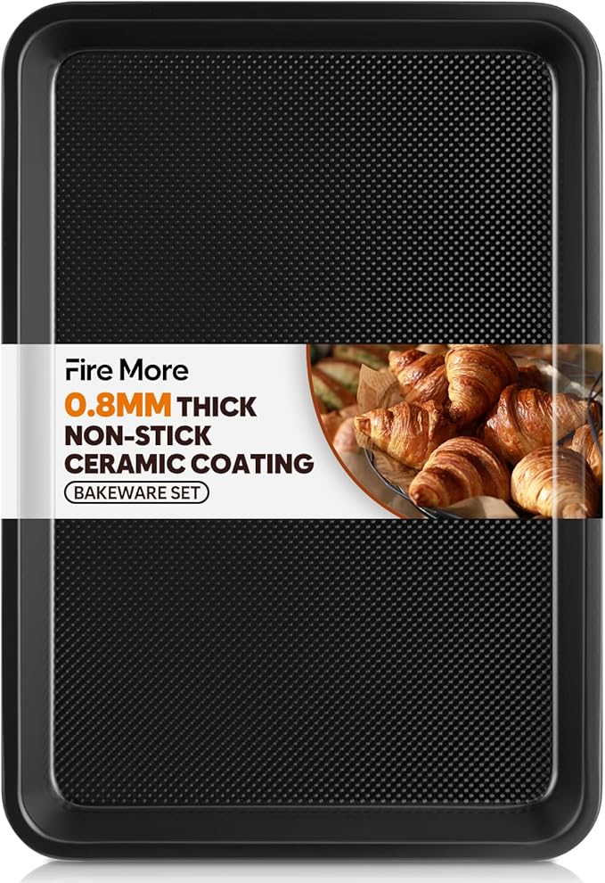 Half Sheet Pan 17.3” x 13.1”, Cookie Sheets for Baking 0.8mm Thick Non Stick Baking Sheets for Oven Heavy Duty Baking Trays