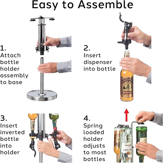 OGGI Professional 6-Bottle Revolving Liquor Dispenser, Stainless Steel
