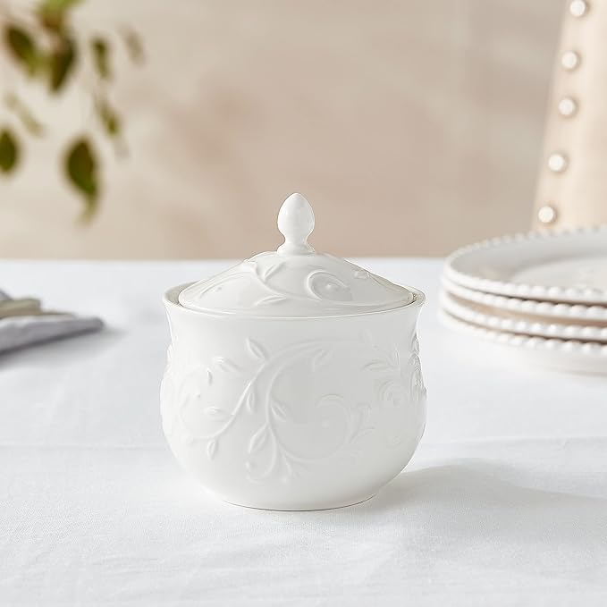 Lenox Opal Innocence Carved Sugar Bowl -,White