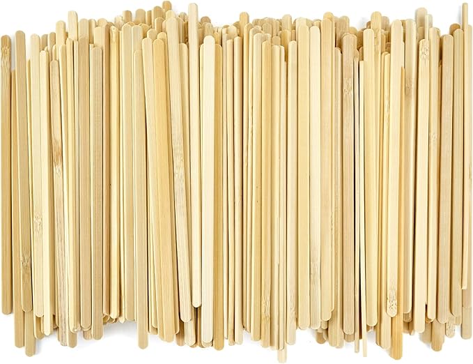 7 Inch Bamboo Disposable Coffee Stirrers, 500 Count Coffee Stir Sticks - For Coffee, Cocktails and Hot Drinks - Smooth End Design, Splinter-Free