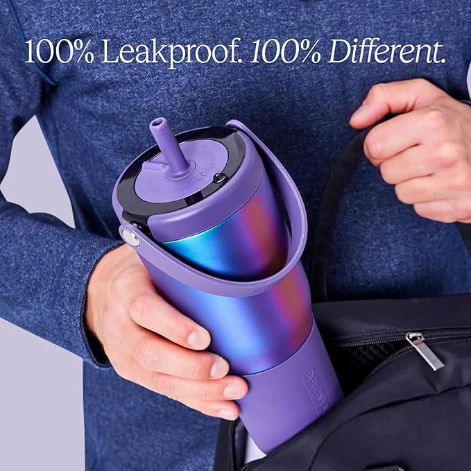 BrüMate Resa 35oz 100% Leakproof Travel Tumbler with Handle & Straw | Flexible SoftSip Straw | Silicone Sleeve for Durability | Stainless Steel | Cup Holder & Travel Friendly Water Bottle (Pineapple)