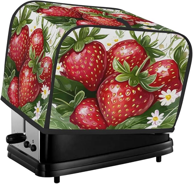 Tropical Fruit Strawberry Flower Toaster Cover 2 Slice Dust and Fingerprint Protection Toaster Bread Maker Covers Washable Kitchen Small Appliance Covers for Kitchen Accessories Decor Bakeware Gift