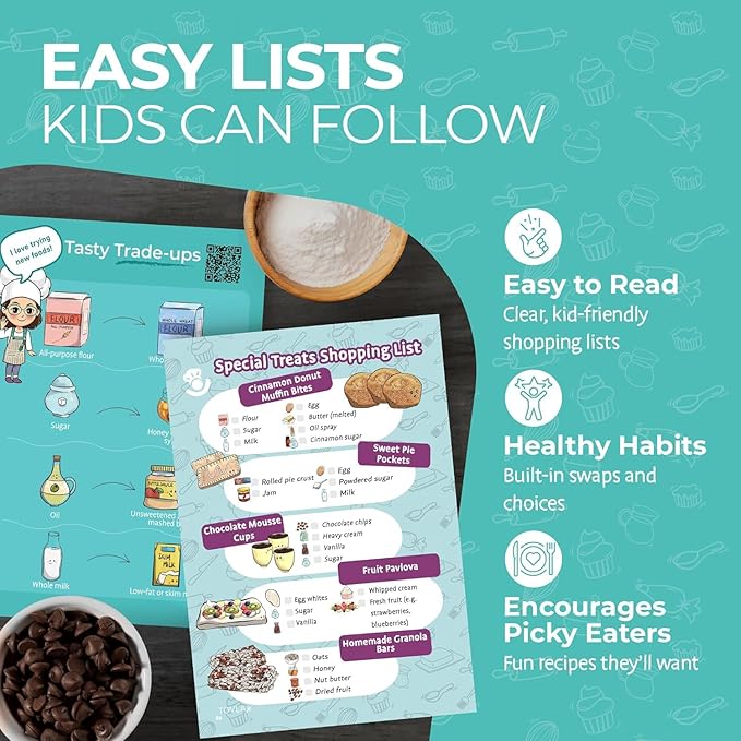My First Dessert Recipe Box for Kids: Montessori-Inspired, Easy-to-Follow Recipes with Visual Guides. Cookbook for Kids Ages 4+ with Storage Box and Recipe Stand.